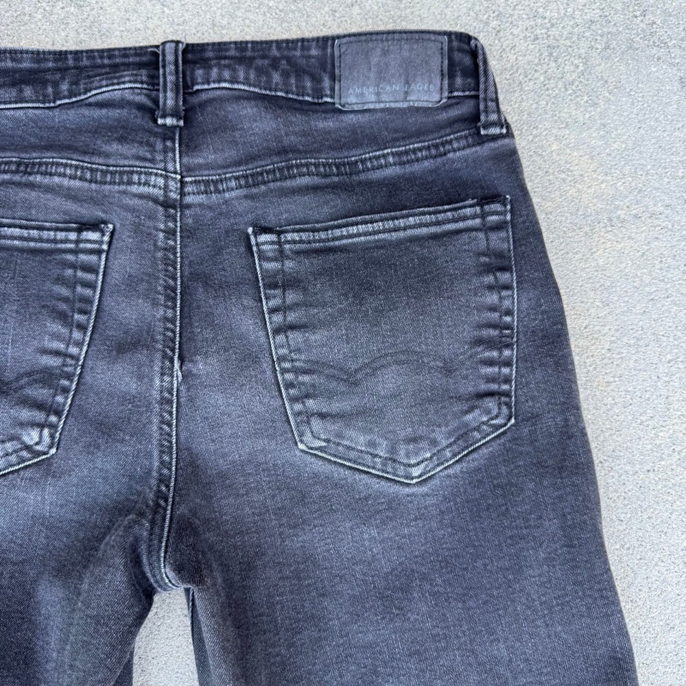 American Eagle Mens Slim Straight Jeans 30x34 Faded Black Denim Pants - Picture 13 of 13